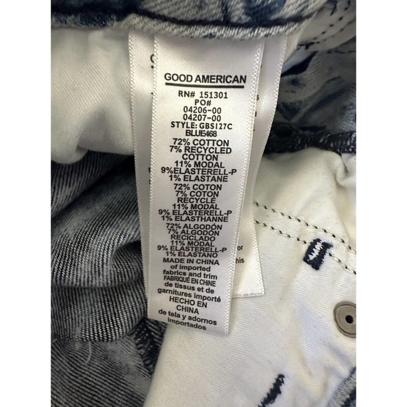 Good American The Bombshell Tie Dye High Rise Denim Cut-Off Shorts Size 4 / 27 - Picture 4 of 6